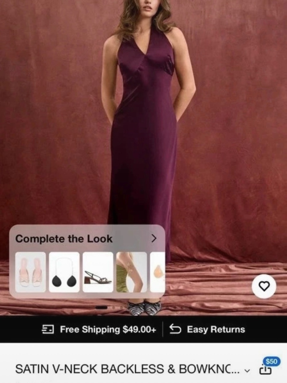 Cider Satin Halter Midi Dress - Plum